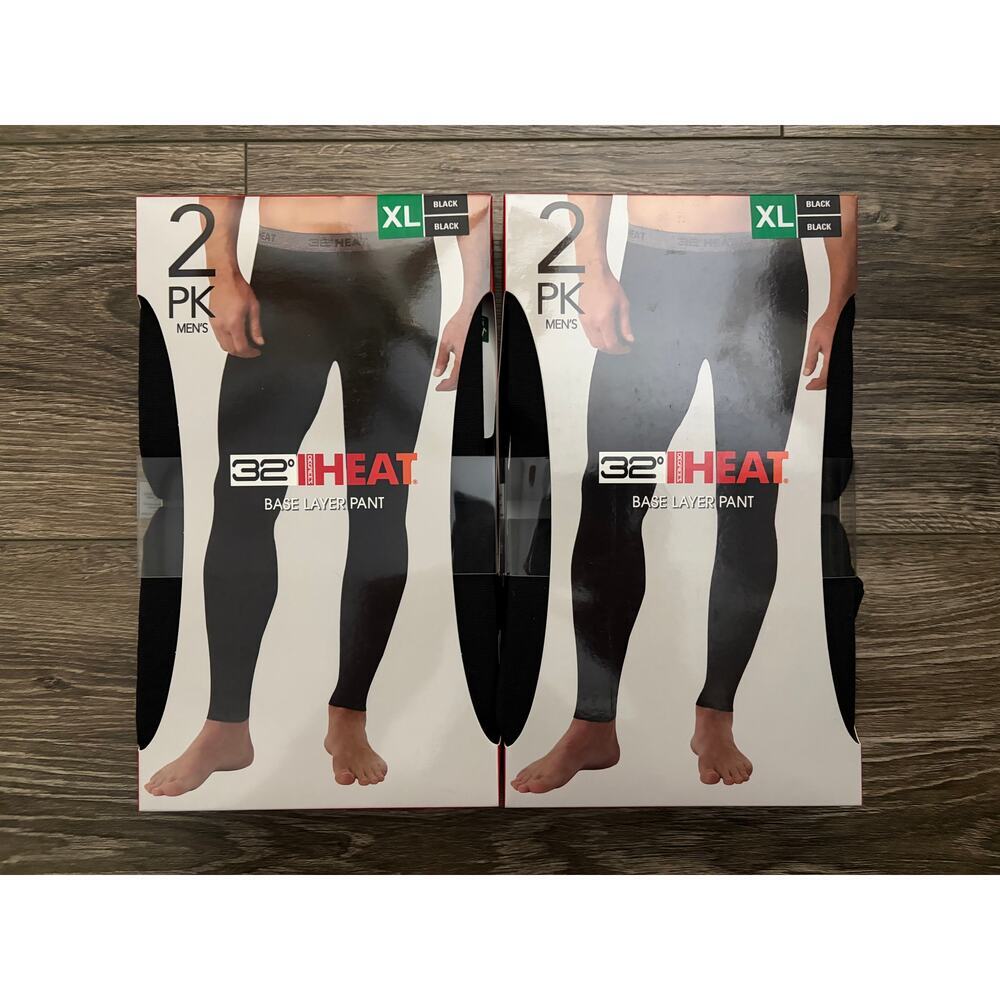 32 Degrees Men's Base Layer Pants 2 Pack Black Size XL NEW